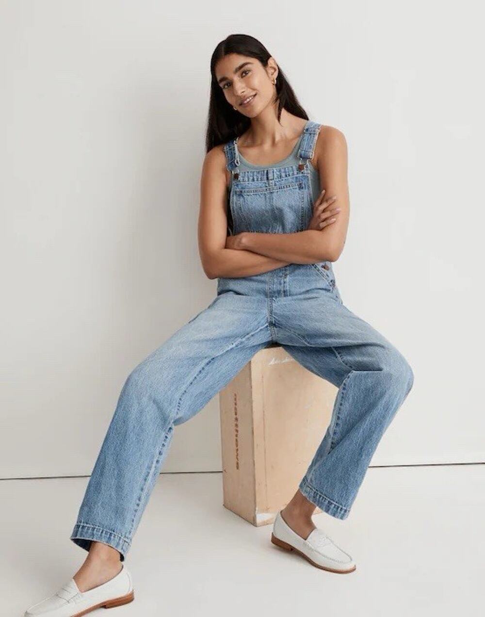 Madewell Womens Aldott Wash Denim Oversized Carpenter Overalls - Picture 1 of 16